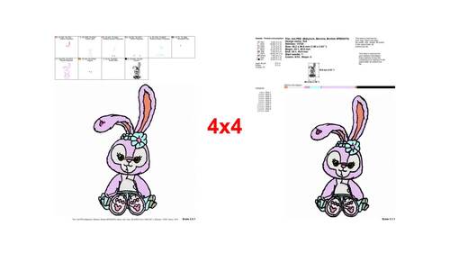 Adorable purple StellaLou bunny with blue floral headband embroidery ...
