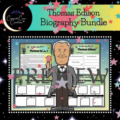Thomas Edison Biography Report | Reading Passage & Graphic Organizers