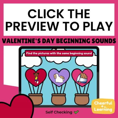 Valentine's Day Beginning Sounds Match Boom Cards by Cheerful Learning Co.