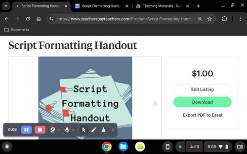 Script Formatting Handout by The Drama GOAT | TPT
