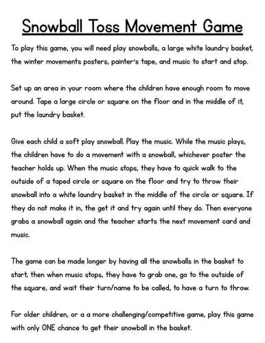 Pre-K/K Winter Movement Games Bundle by plizziepre-k | TPT