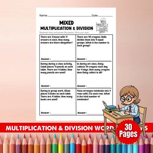 Grade 3 Multiplication & Division Word Problems | School Math ...