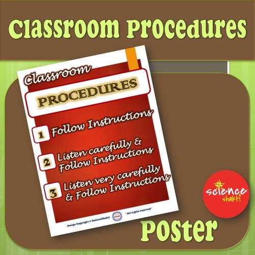 Preview of Class PROCEDURES - Listening and Following Instructions for Students - POSTER
