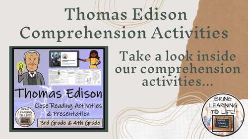 Thomas Edison Close Reading Passage & Comprehension Activities | 3rd ...