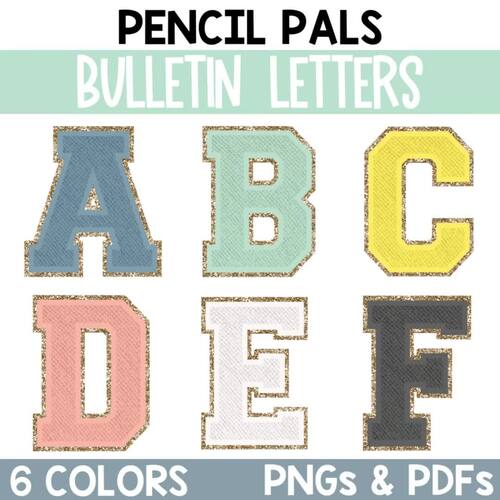 Varsity Patch Bulletin Board Letters / Varsity Clipart / Lettering Pack