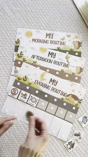 Kids Routine Chart Editable Flip Chart for Toddlers Hedgehog Chore Chart