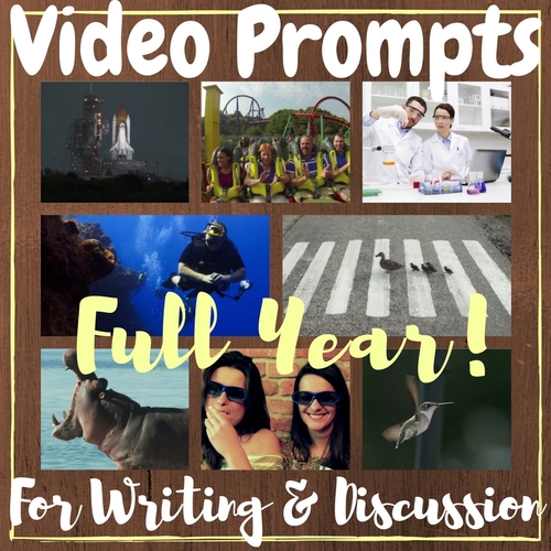 Preview of FULL YEAR VIDEO Writing Prompts Discussion Prompts + Worksheets