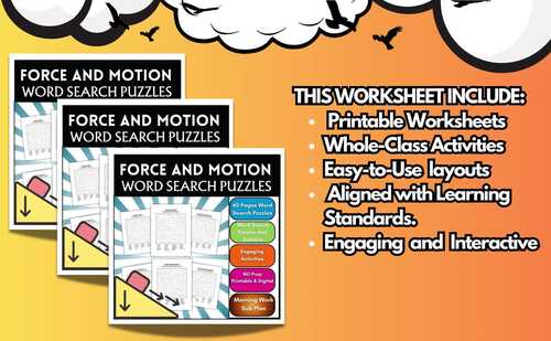 Force And Motion Word Search Activities Morning Work 4th,5th,6th,7th ...