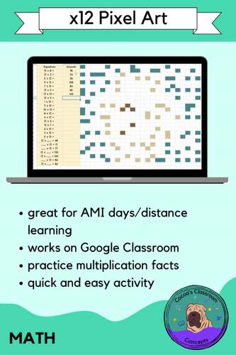 x12 Multiplication Pixel Art Math Activity - Basic Multiplication Fact Fluency