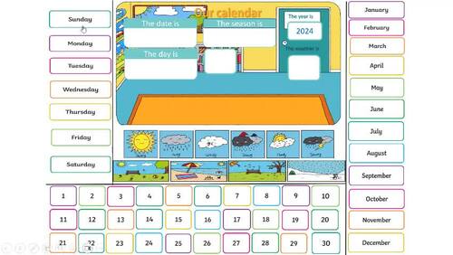 Digital interactive calendar (Kindergarten PreK and homeschool) 2024