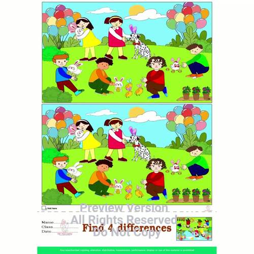 Find 4 Differences Worksheets | Spot the Difference | Visual Skills | SET 2