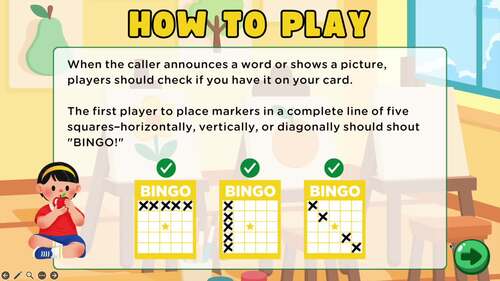 Back to School Bingo Game - Digital calling cards (With/Without Words)