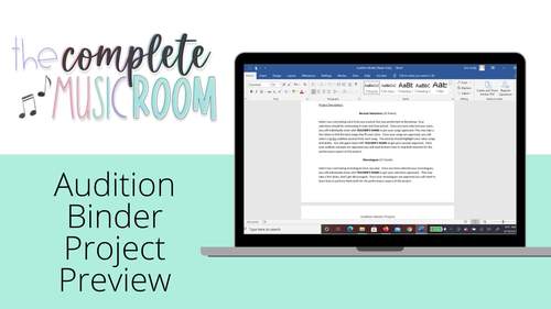 Audition Binder Project by The Complete Music Room | TPT