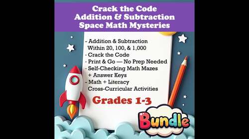 Outer Space Math Centers Crack the Code Math Puzzles Find the Missing Addend