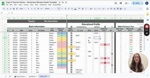 Class Roster & Data Analysis Template - SECONDARY - UPGRADED | TPT
