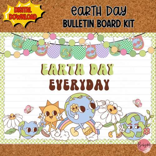 Earth Day Bulletin Board Retro Door Decor April Classroom Display ...