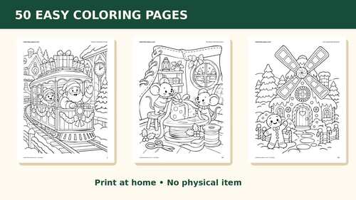 Christmas Jingle & Joy Coloring Book PDF: 50 Easy Christmas Coloring ...