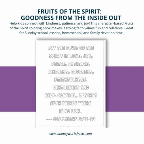 Bible Characters Fruits of the Spirit Coloring Pages Religion Printables