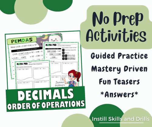 Order of Operations with Decimals Anchor Chart and Guided Practice ...