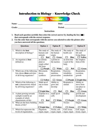 Introduction to Biology Color by Number | Science Color by Number Worksheet