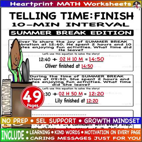 Telling time interval 10 minutes to finishword problem Goal - Summer ...