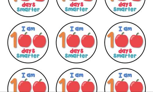 Cute printable I am 100 days smarter round label template