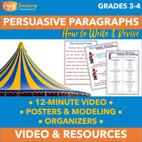 Preview of Writing Persuasive Paragraphs Video - Streaming or Shareable Link