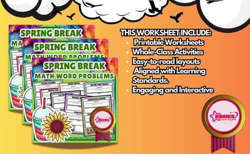 Spring Break Math Word Problems Activities Addition Subtraction 3rd,4th ...