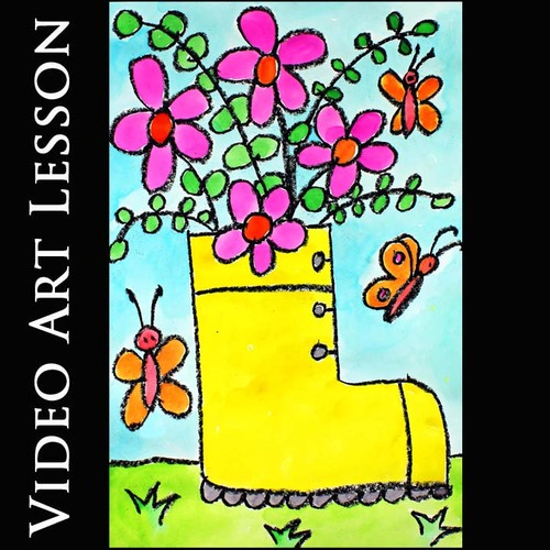 GARDEN BOOT with FLOWERS Art Project | Easy SPRING Drawing & Painting ...