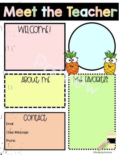 Pineapple Meet the Teacher Templates | EDITABLE by Designing Diversely