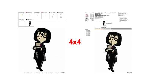 Iconic Edna Mode Incredibles fashion designer with tablet embroidery ...