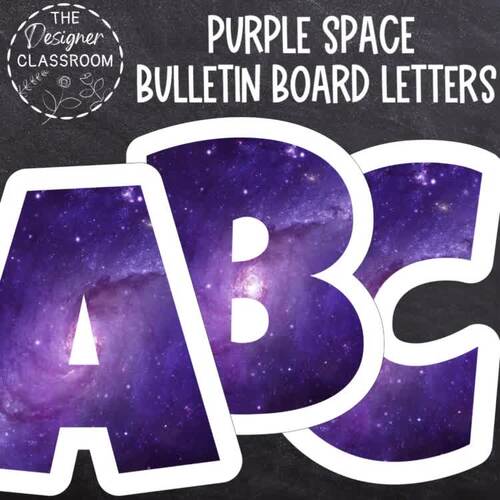 Purple Starry Sky Bulletin Board Letters | Space-Themed Classroom Decor