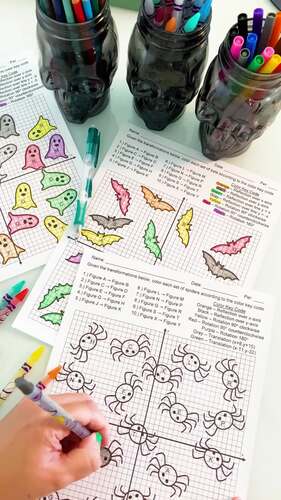 Transformations Halloween Coloring Activity by Math in Demand | TPT