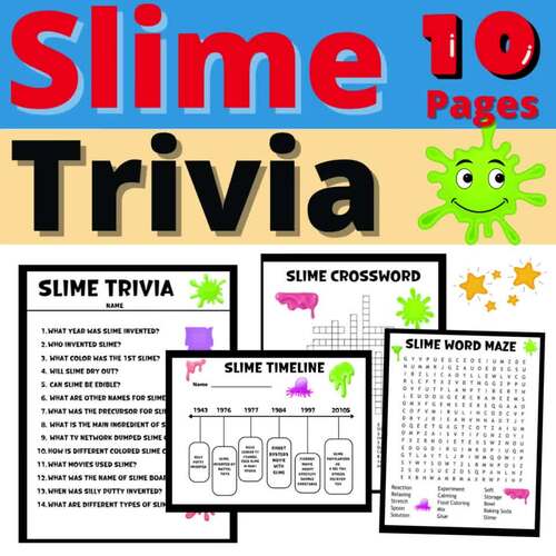 Slime Trivia Activities Worksheets Timeline Crossword Resource TPT