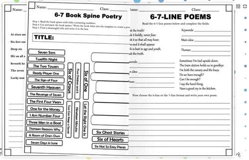 6 7 ACTIVITIES Six Seven Challenge Vocabulary Sub Work Time Fillers ...