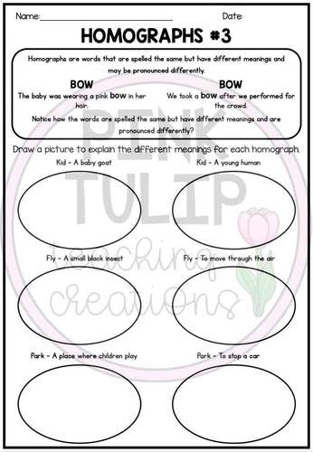 homographs worksheet pack with answers by pink tulip