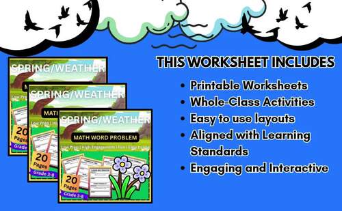 Spring Math Review Bundle | Grades 3–8 | Word Problems & Answer Keys