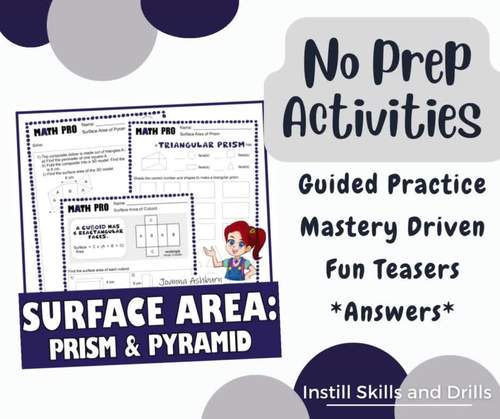Surface Area of Prism and Pyramid Guided Practice Worksheets and Video Link