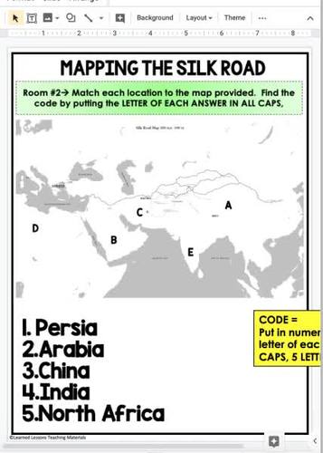 The Silk Road Digital Escape Room, Breakout Room Test Prep, Distance