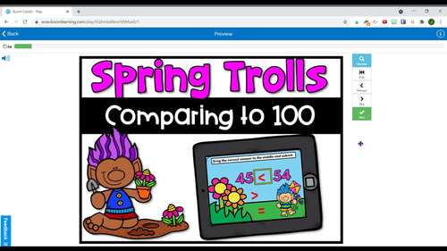 Comparing Numbers to 100 First Grade Activity for Boom Learning