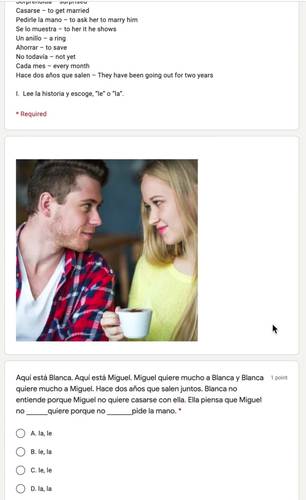 Spanish Direct and Indirect Object Pronouns Google Forms Activity or ...