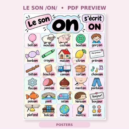 French Phonics Le Son ON/OM Worksheets | Reading & Comprehension