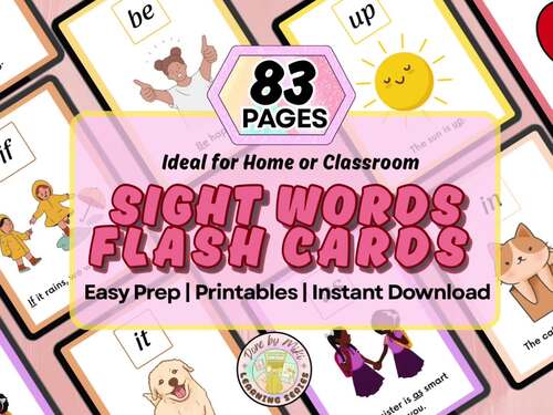 Sight Word Flash Cards with Sentences & Illustrations | Early Literacy ...