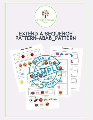 Sequencing BUNDLE-extend a pattern worksheets (compatible with ABLLS-R B22)