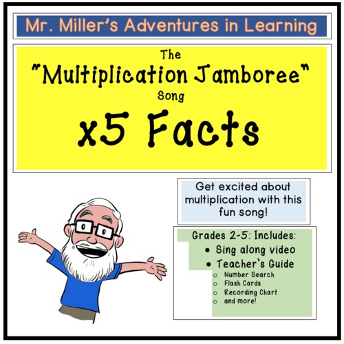 Preview of The "Multiplication Jamboree" Song x5 Facts Video and Teacher's Guide