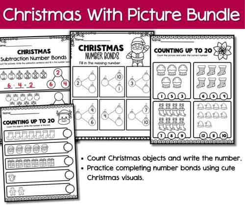 Christmas Early Math Bundle |Addition & Subtraction to 20+Counting to ...