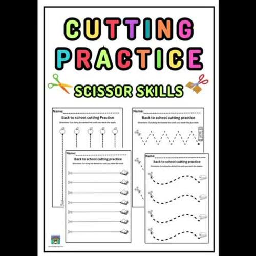 Cutting Practice Worksheets by Preschool Garage | TPT