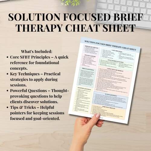 Solution-Focused Brief Therapy Cheat Sheet SFBT Therapist Guide Instant ...