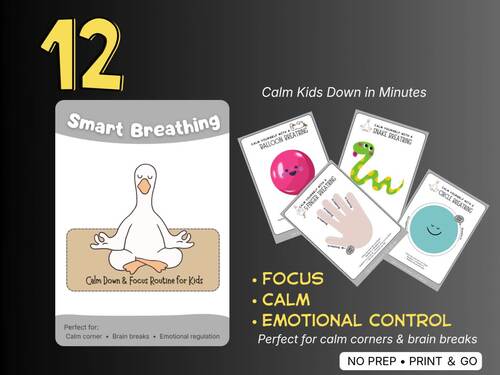 12 Brain Gym Breathing Cards for Kids, Calm Down & Focus Activities ...