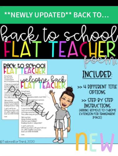 UPDATED *EDITABLE* BACK TO SCHOOL FLAT TEACHER POEM WITH BITMOJI ...